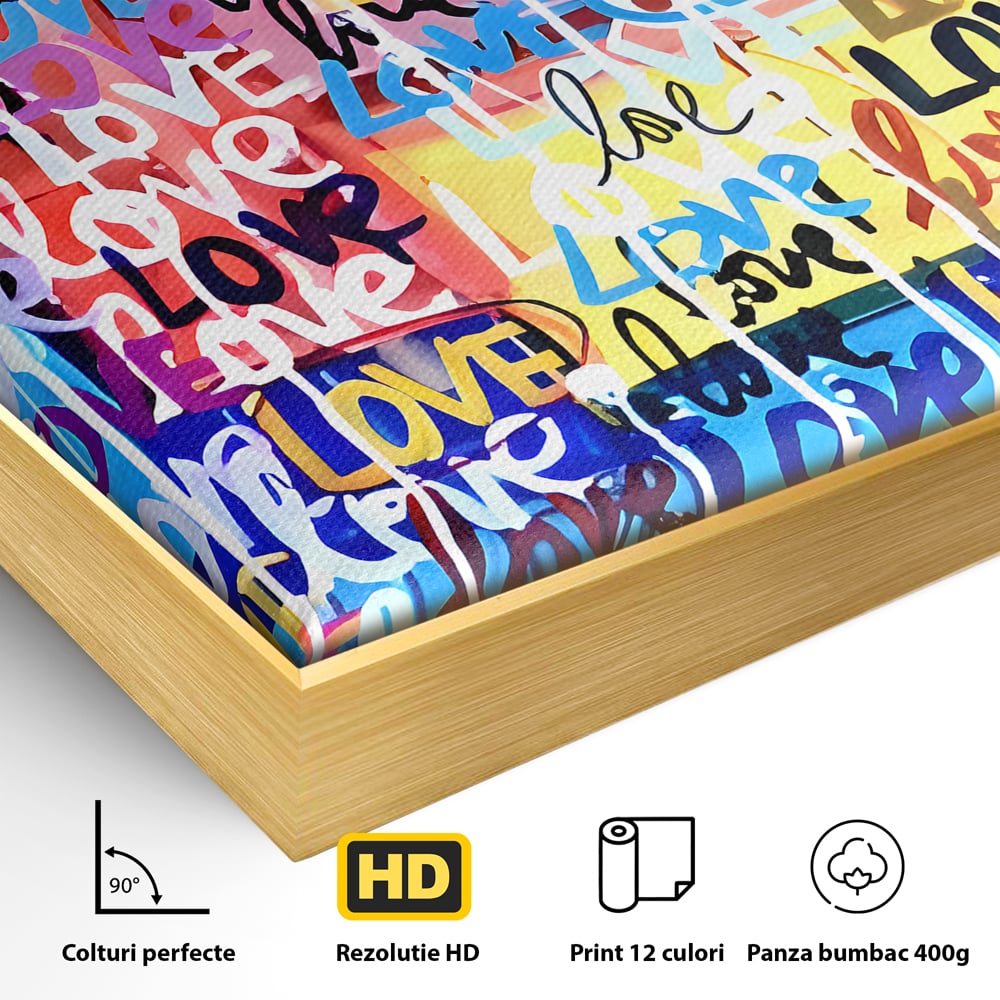 Tablou Canvas Premium LuxCanva® B1080, Iubire , Living, Graffiti, Dragoste, Iubire, Dormitor, Culori Vibrante