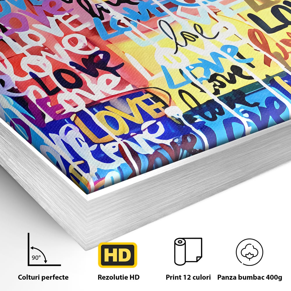 Tablou Canvas Premium LuxCanva® B1080, Iubire , Living, Graffiti, Dragoste, Iubire, Dormitor, Culori Vibrante