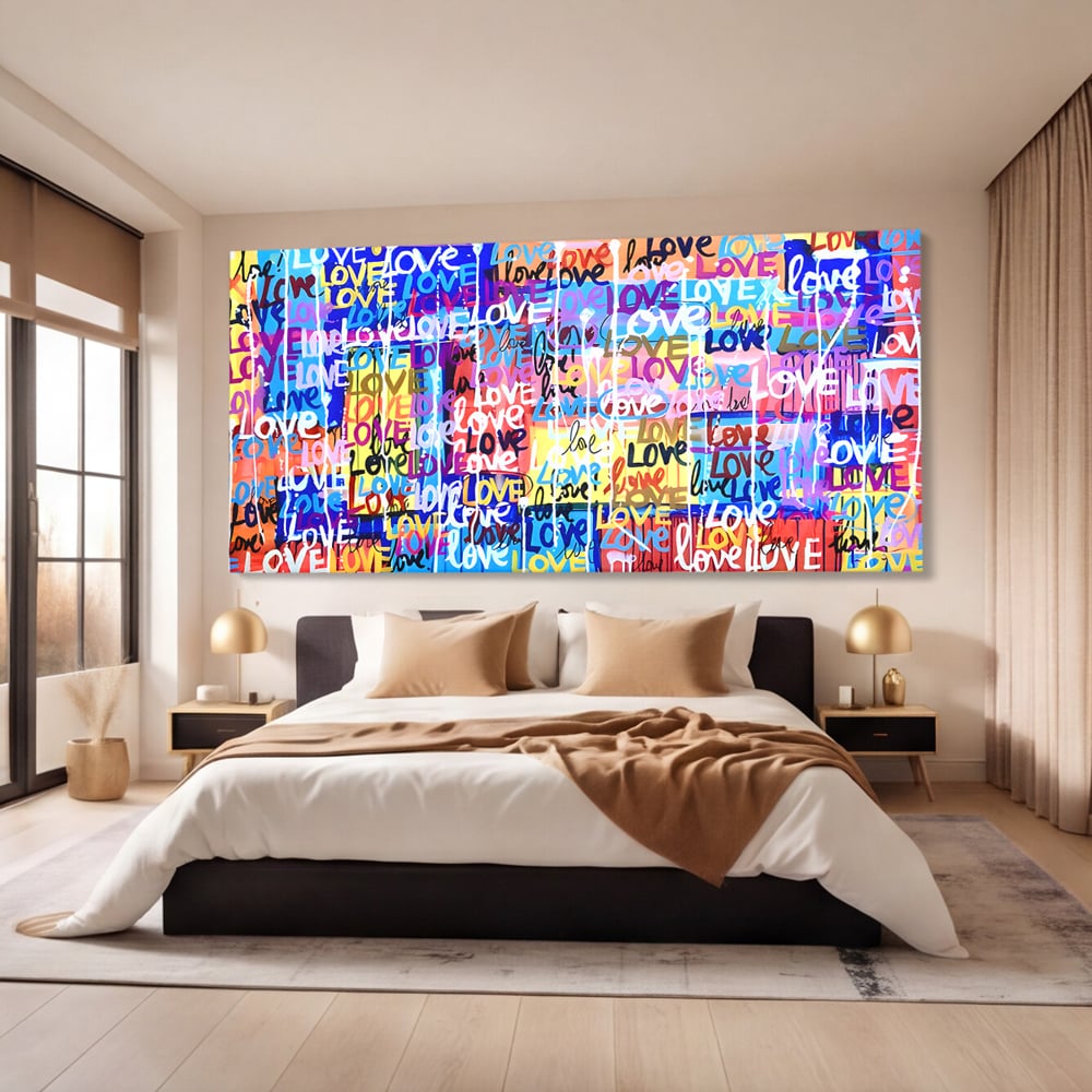 Tablou Canvas Premium LuxCanva® B1080, Iubire , Living, Graffiti, Dragoste, Iubire, Dormitor, Culori Vibrante