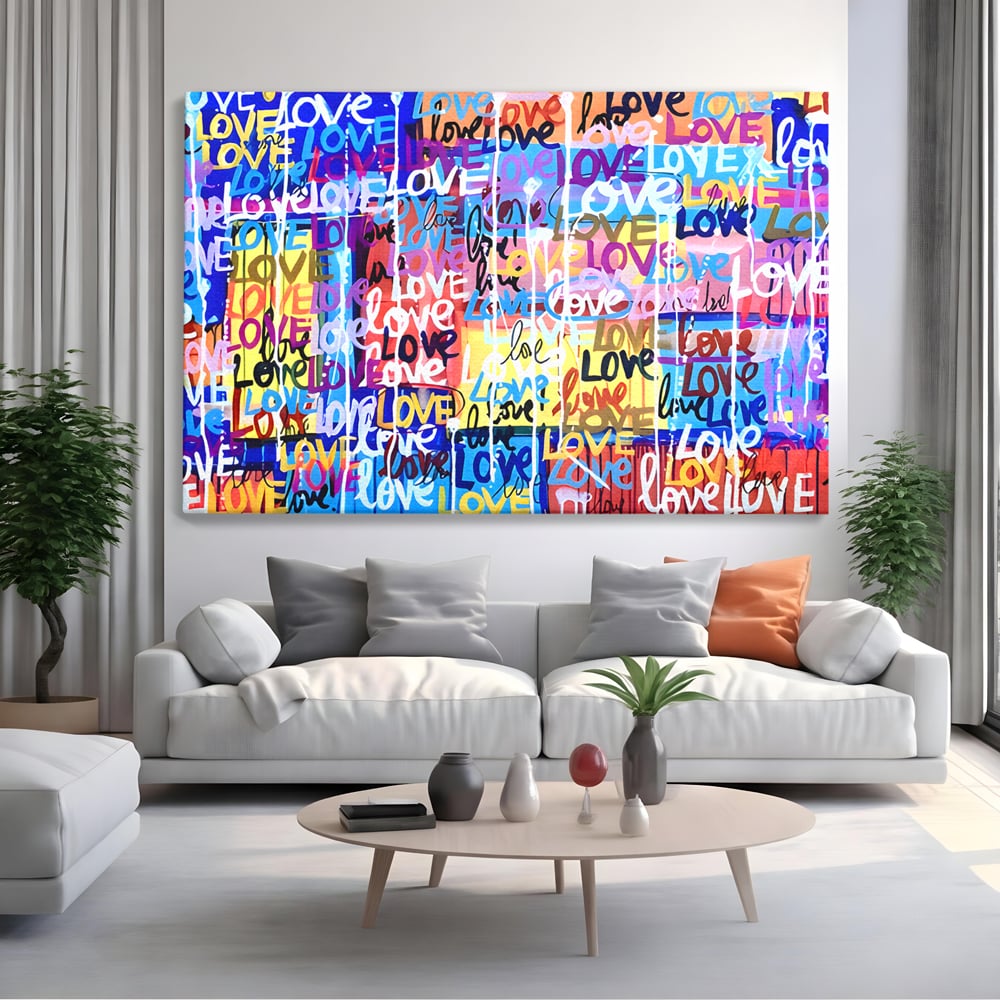 Tablou Canvas Premium LuxCanva® B1080, Iubire , Living, Graffiti, Dragoste, Iubire, Dormitor, Culori Vibrante