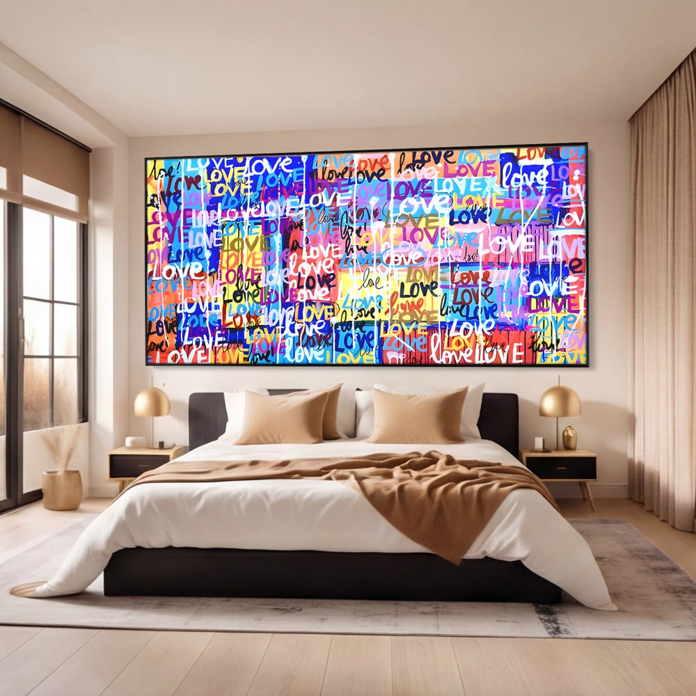 Tablou Canvas Premium LuxCanva® B1080, Iubire , Living, Graffiti, Dragoste, Iubire, Dormitor, Culori Vibrante