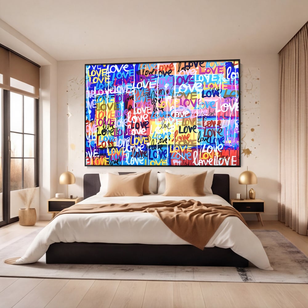 Tablou Canvas Premium LuxCanva® B1080, Iubire , Living, Graffiti, Dragoste, Iubire, Dormitor, Culori Vibrante