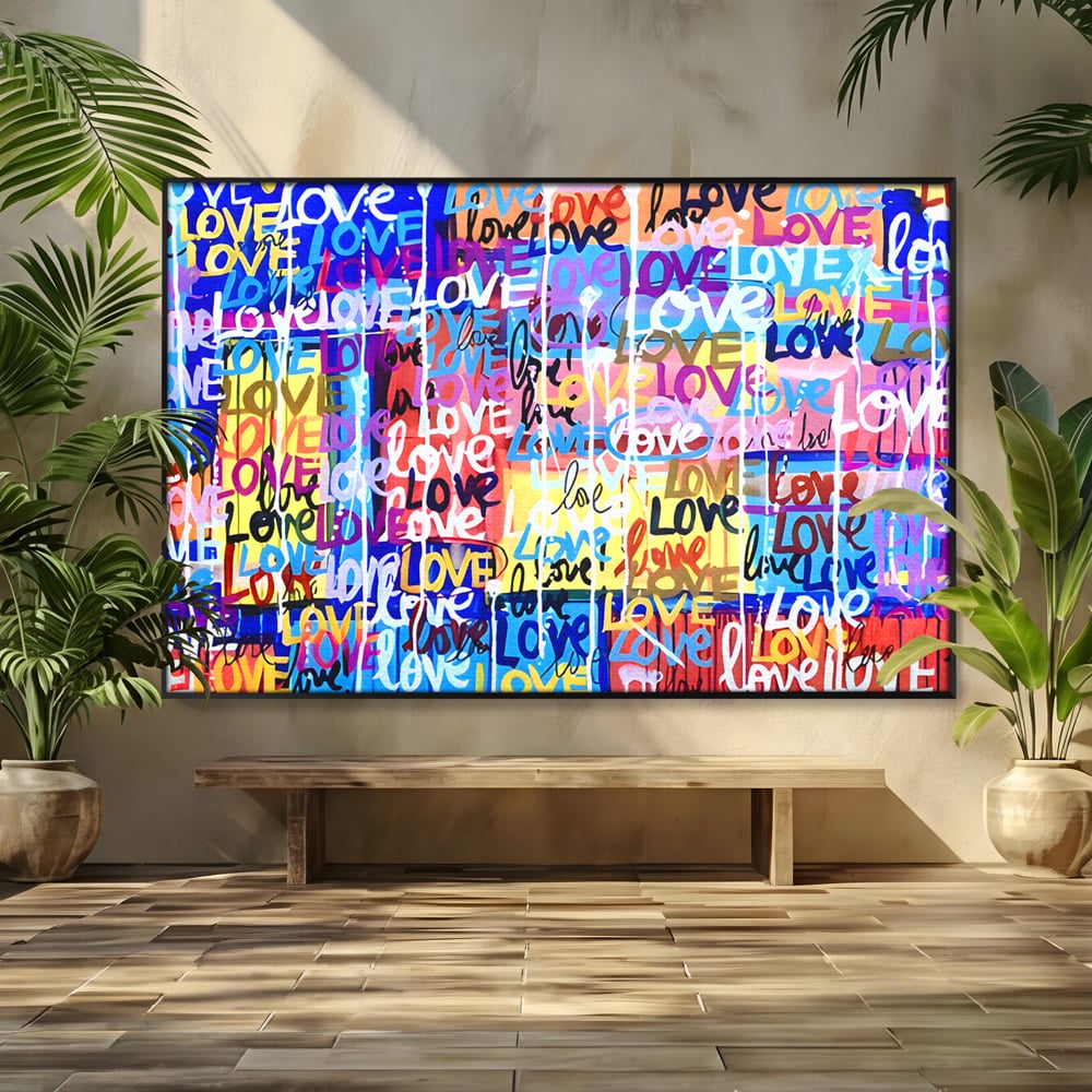 Tablou Canvas Premium LuxCanva® B1080, Iubire , Living, Graffiti, Dragoste, Iubire, Dormitor, Culori Vibrante