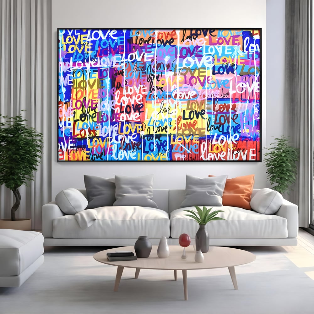 Tablou Canvas Premium LuxCanva® B1080, Iubire , Living, Graffiti, Dragoste, Iubire, Dormitor, Culori Vibrante