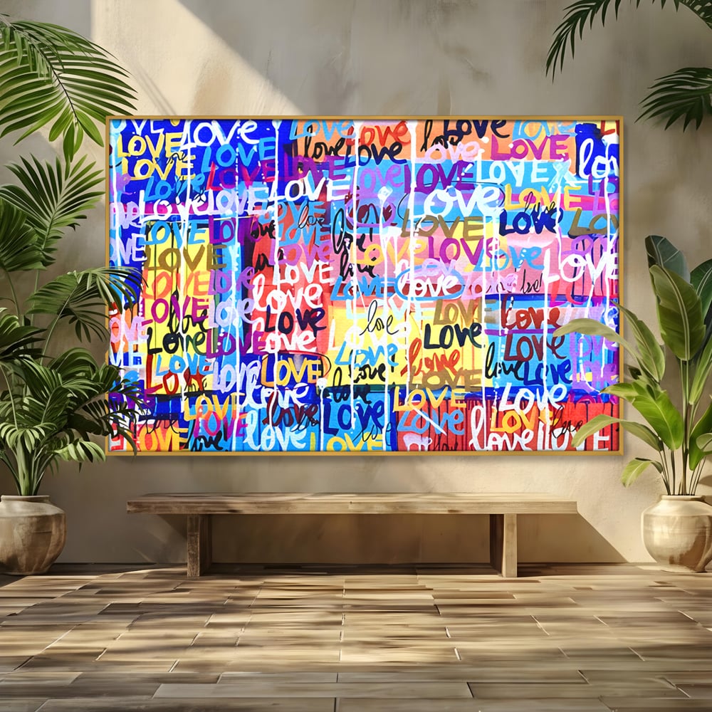 Tablou Canvas Premium LuxCanva® B1080, Iubire , Living, Graffiti, Dragoste, Iubire, Dormitor, Culori Vibrante
