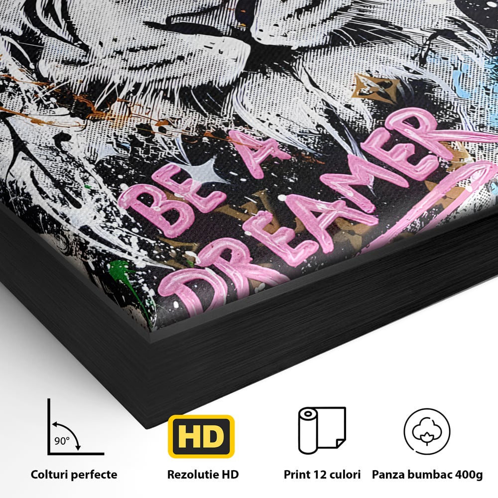 Tablou Canvas Premium LuxCanva® B1081, Be A Dreamer , Living, Tigru, Amy Jade Winehouse, Dormitor, Audrey Hepburn, Mickey, Personaje, Film, Muzica, Culori Vibrante
