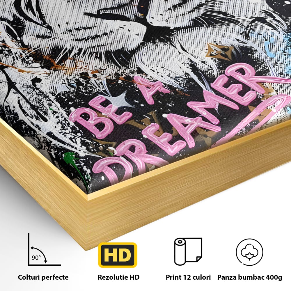 Tablou Canvas Premium LuxCanva® B1081, Be A Dreamer , Living, Tigru, Amy Jade Winehouse, Dormitor, Audrey Hepburn, Mickey, Personaje, Film, Muzica, Culori Vibrante