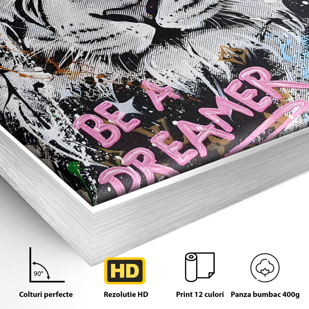 Tablou Canvas Premium LuxCanva® B1081, Be A Dreamer , Living, Tigru, Amy Jade Winehouse, Dormitor, Audrey Hepburn, Mickey, Personaje, Film, Muzica, Culori Vibrante