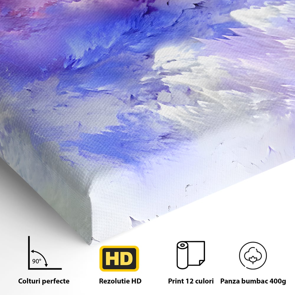 Tablou Canvas Premium LuxCanva® B1083, Dansul Culorilor ,  Living, Abstract, Visare, Dormitor, Mov, Liniste, Albastru, Culori Vibrante