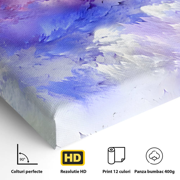 Tablou Canvas Premium LuxCanva® B1083, Dansul Culorilor ,  Living, Abstract, Visare, Dormitor, Mov, Liniste, Albastru, Culori Vibrante
