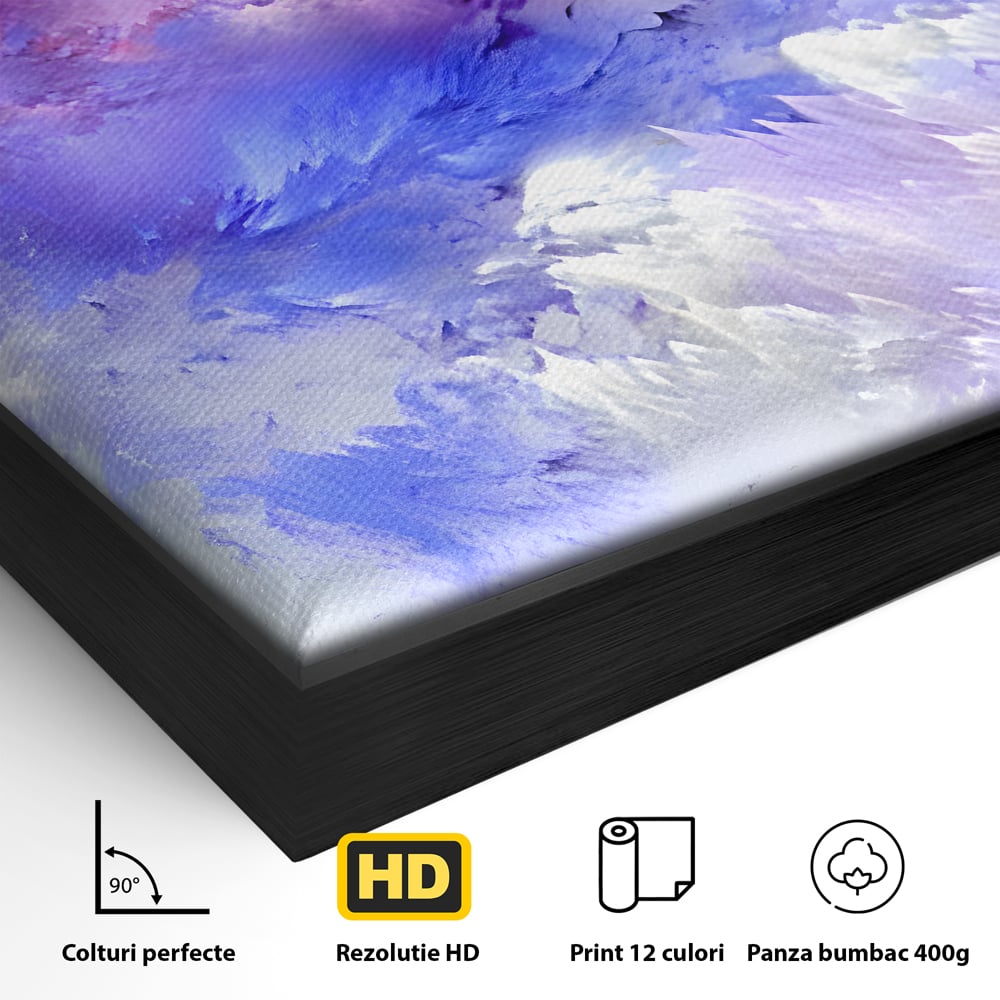 Tablou Canvas Premium LuxCanva® B1083, Dansul Culorilor ,  Living, Abstract, Visare, Dormitor, Mov, Liniste, Albastru, Culori Vibrante