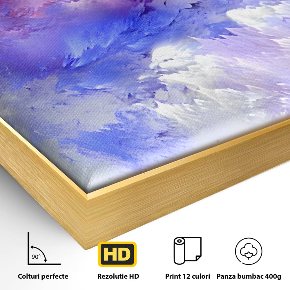 Tablou Canvas Premium LuxCanva® B1083, Dansul Culorilor ,  Living, Abstract, Visare, Dormitor, Mov, Liniste, Albastru, Culori Vibrante