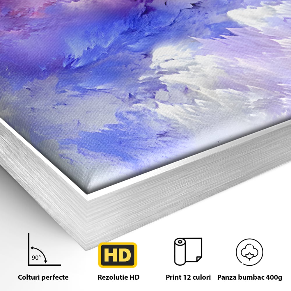 Tablou Canvas Premium LuxCanva® B1083, Dansul Culorilor ,  Living, Abstract, Visare, Dormitor, Mov, Liniste, Albastru, Culori Vibrante
