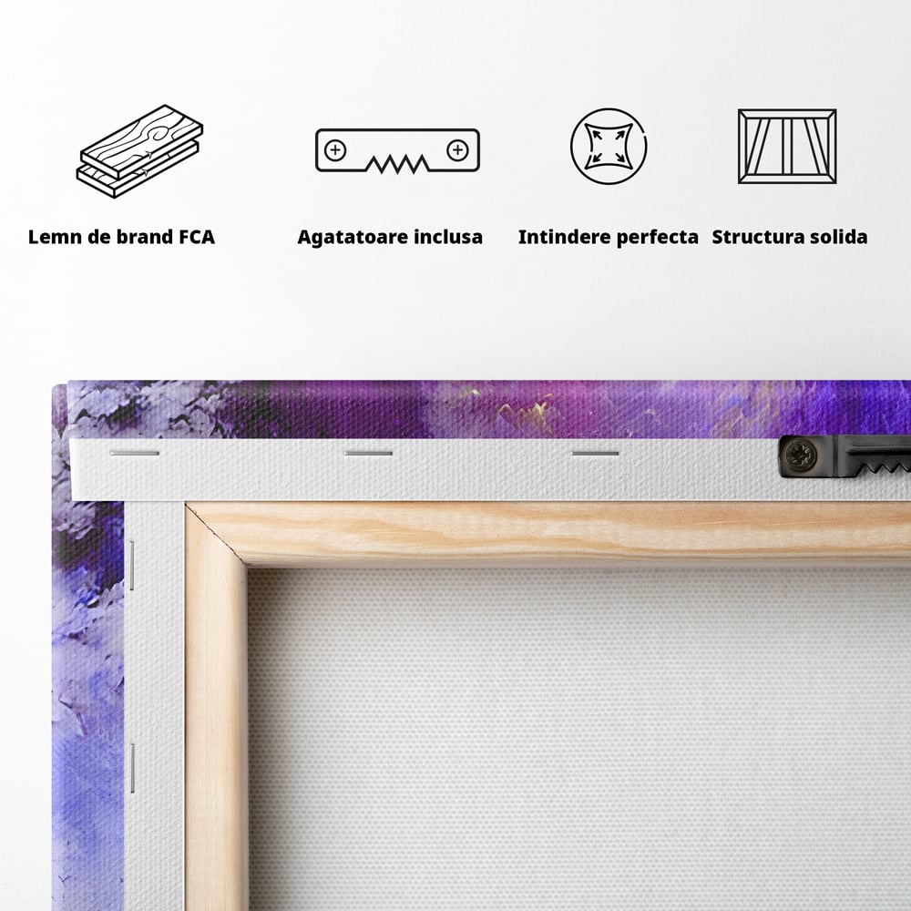 Tablou Canvas Premium LuxCanva® B1083, Dansul Culorilor ,  Living, Abstract, Visare, Dormitor, Mov, Liniste, Albastru, Culori Vibrante