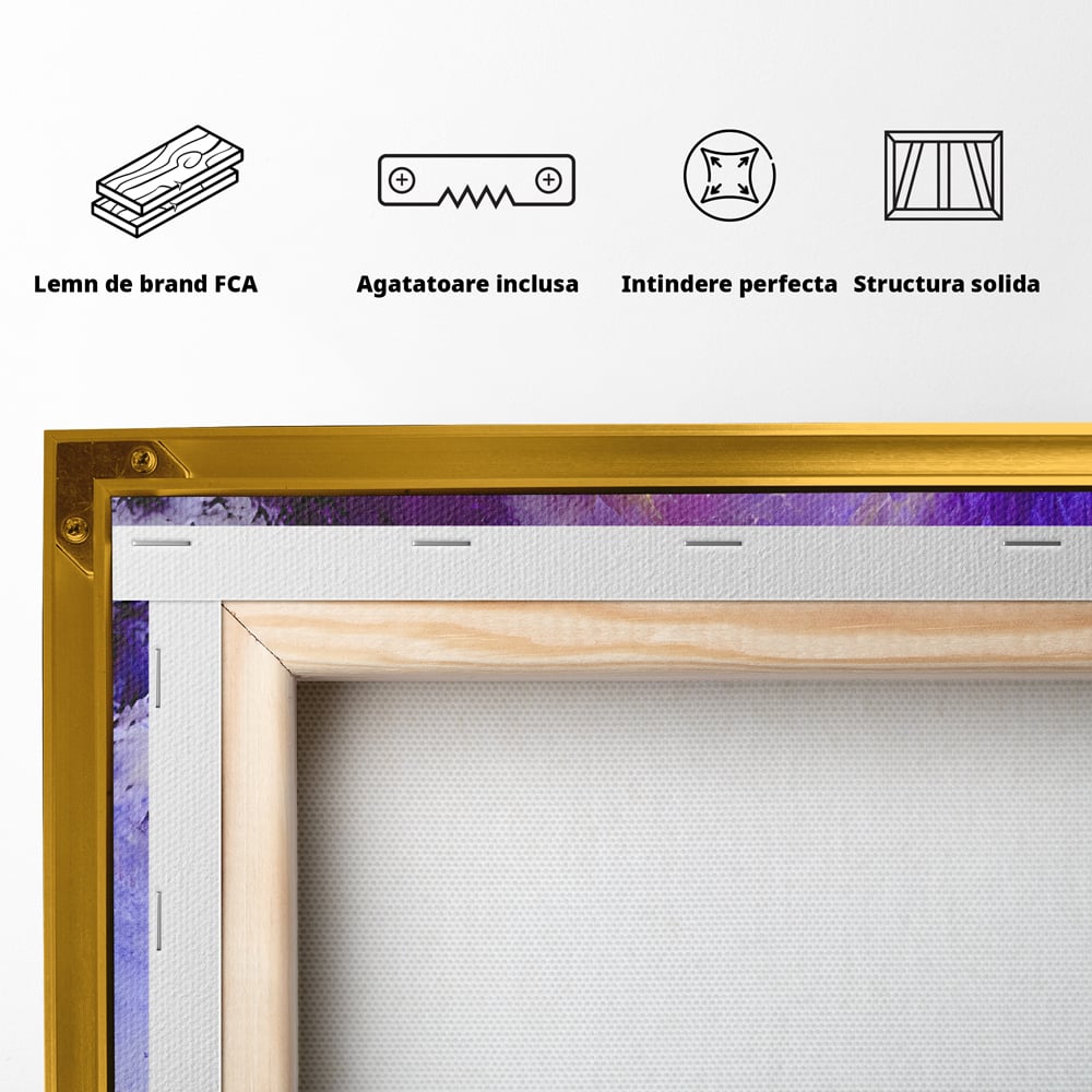 Tablou Canvas Premium LuxCanva® B1083, Dansul Culorilor ,  Living, Abstract, Visare, Dormitor, Mov, Liniste, Albastru, Culori Vibrante