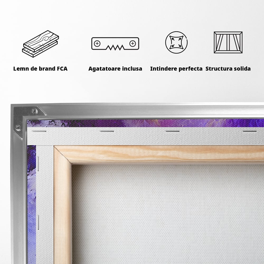 Tablou Canvas Premium LuxCanva® B1083, Dansul Culorilor ,  Living, Abstract, Visare, Dormitor, Mov, Liniste, Albastru, Culori Vibrante