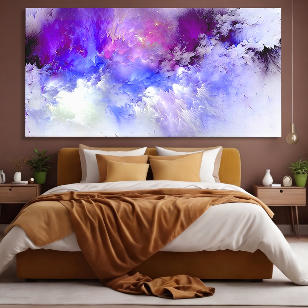 Tablou Canvas Premium LuxCanva® B1083, Dansul Culorilor ,  Living, Abstract, Visare, Dormitor, Mov, Liniste, Albastru, Culori Vibrante