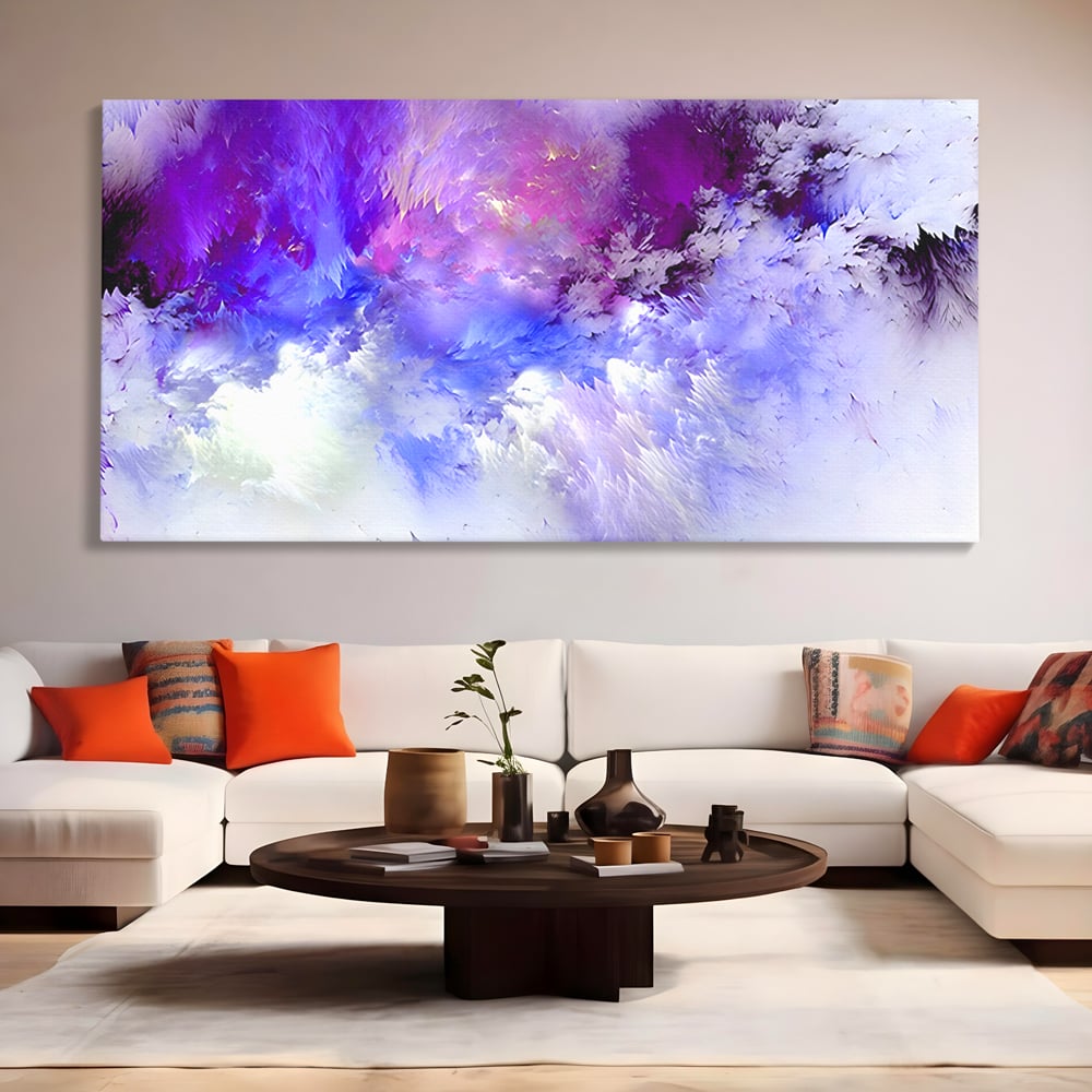 Tablou Canvas Premium LuxCanva® B1083, Dansul Culorilor ,  Living, Abstract, Visare, Dormitor, Mov, Liniste, Albastru, Culori Vibrante