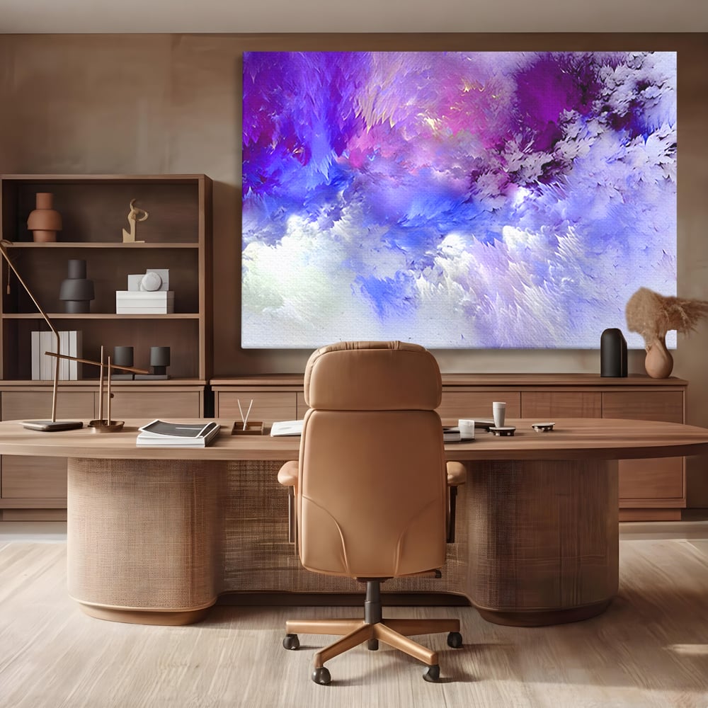 Tablou Canvas Premium LuxCanva® B1083, Dansul Culorilor ,  Living, Abstract, Visare, Dormitor, Mov, Liniste, Albastru, Culori Vibrante