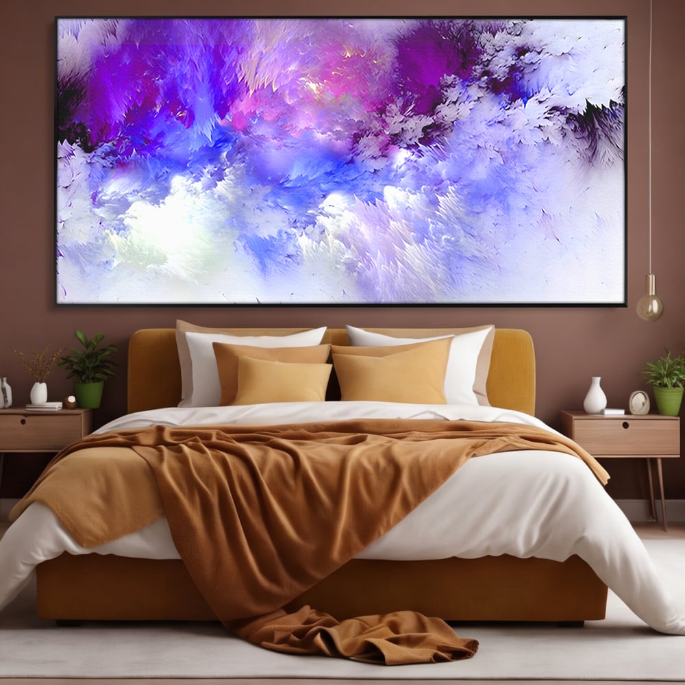 Tablou Canvas Premium LuxCanva® B1083, Dansul Culorilor ,  Living, Abstract, Visare, Dormitor, Mov, Liniste, Albastru, Culori Vibrante
