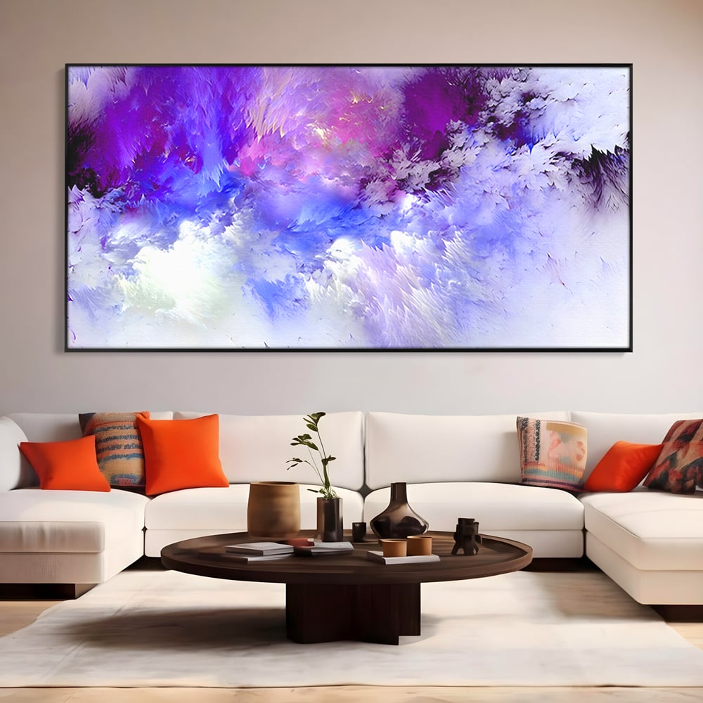 Tablou Canvas Premium LuxCanva® B1083, Dansul Culorilor ,  Living, Abstract, Visare, Dormitor, Mov, Liniste, Albastru, Culori Vibrante