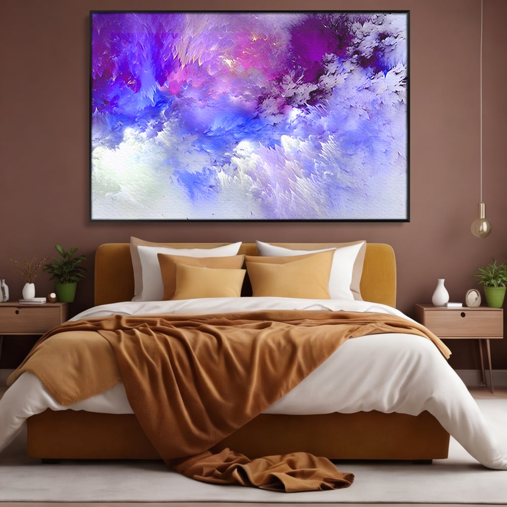 Tablou Canvas Premium LuxCanva® B1083, Dansul Culorilor ,  Living, Abstract, Visare, Dormitor, Mov, Liniste, Albastru, Culori Vibrante