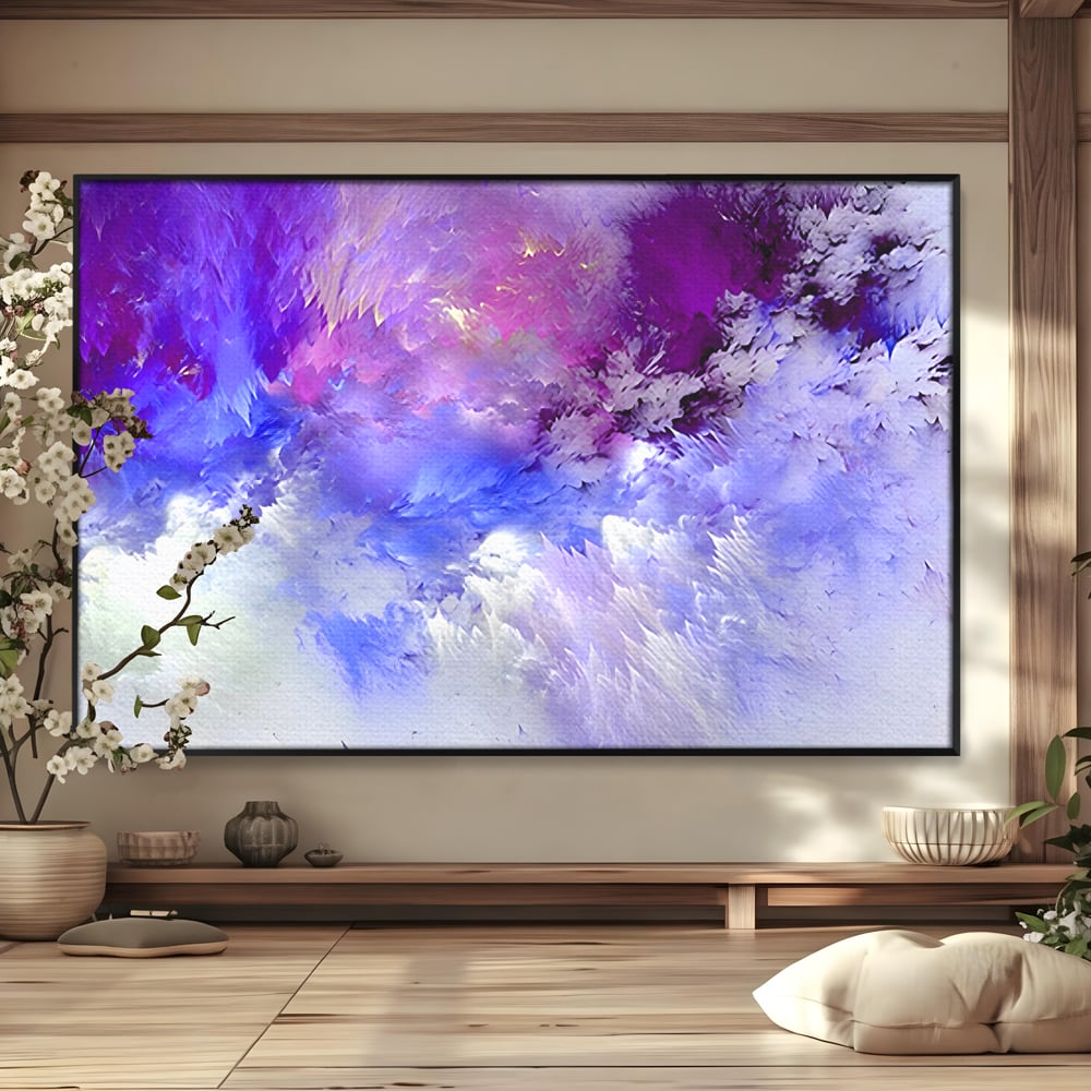 Tablou Canvas Premium LuxCanva® B1083, Dansul Culorilor ,  Living, Abstract, Visare, Dormitor, Mov, Liniste, Albastru, Culori Vibrante