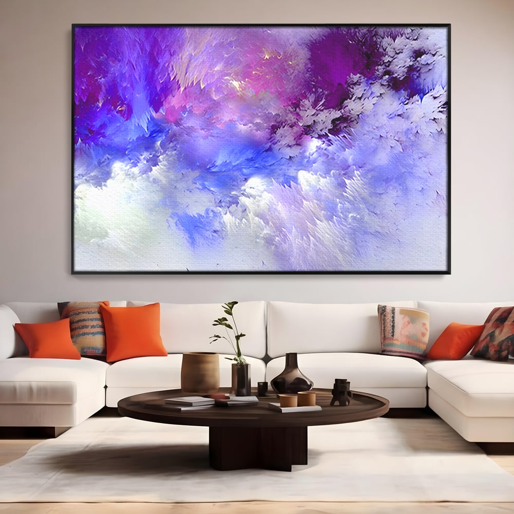 Tablou Canvas Premium LuxCanva® B1083, Dansul Culorilor ,  Living, Abstract, Visare, Dormitor, Mov, Liniste, Albastru, Culori Vibrante