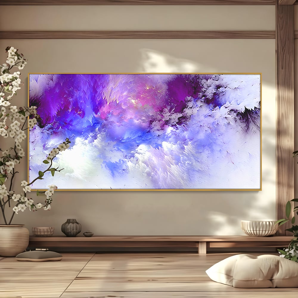 Tablou Canvas Premium LuxCanva® B1083, Dansul Culorilor ,  Living, Abstract, Visare, Dormitor, Mov, Liniste, Albastru, Culori Vibrante