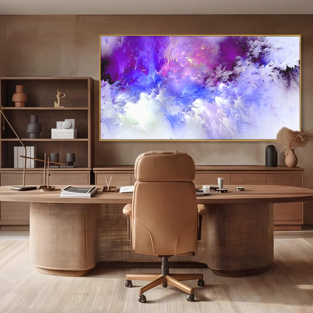 Tablou Canvas Premium LuxCanva® B1083, Dansul Culorilor ,  Living, Abstract, Visare, Dormitor, Mov, Liniste, Albastru, Culori Vibrante