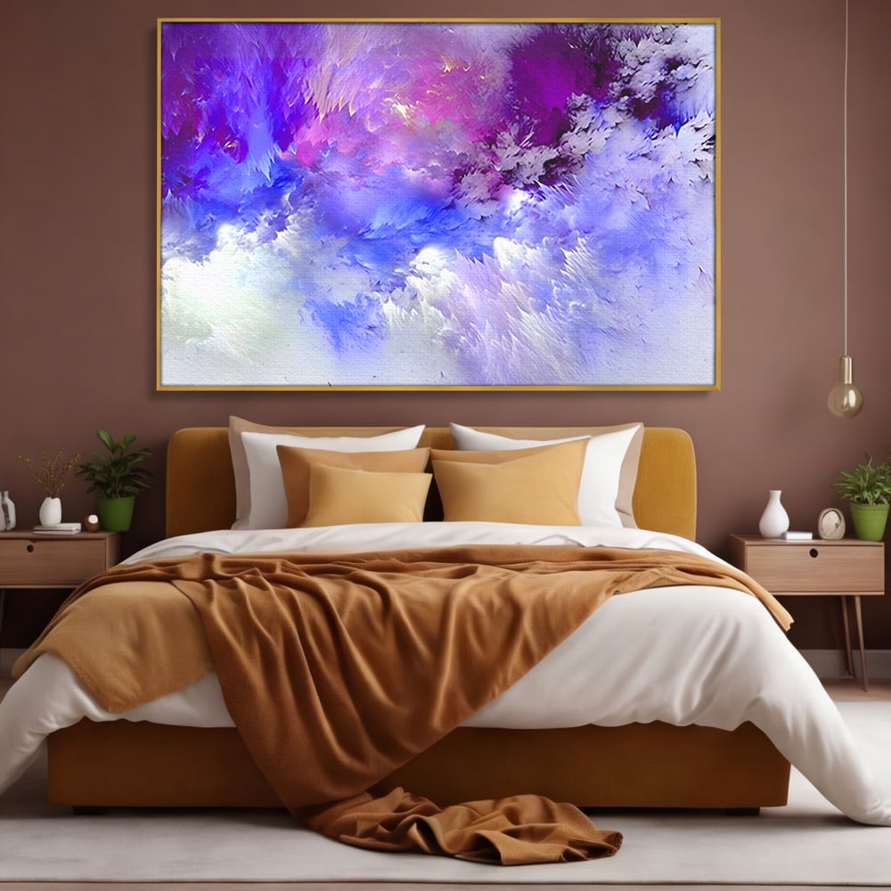 Tablou Canvas Premium LuxCanva® B1083, Dansul Culorilor ,  Living, Abstract, Visare, Dormitor, Mov, Liniste, Albastru, Culori Vibrante