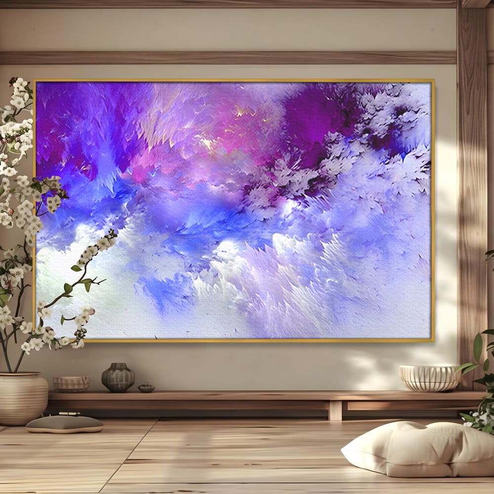 Tablou Canvas Premium LuxCanva® B1083, Dansul Culorilor ,  Living, Abstract, Visare, Dormitor, Mov, Liniste, Albastru, Culori Vibrante