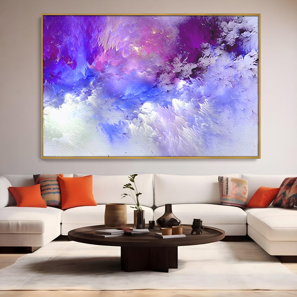 Tablou Canvas Premium LuxCanva® B1083, Dansul Culorilor ,  Living, Abstract, Visare, Dormitor, Mov, Liniste, Albastru, Culori Vibrante