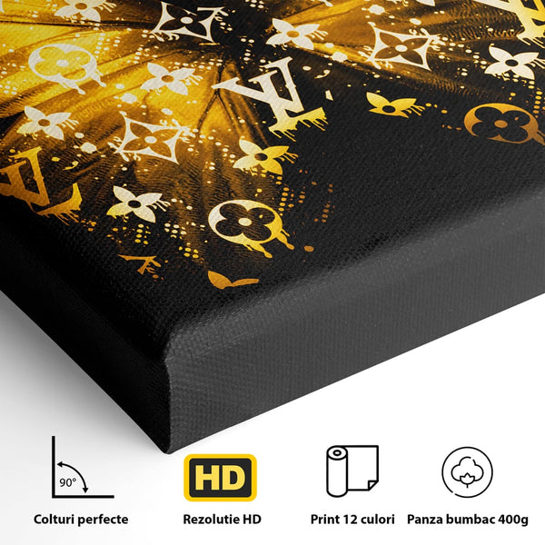 Leinwand Premium Canvas Wandkunst, LuxCanva® B1084, Louis Vuitton Schmetterling, Wohnen, Modehaus, Paris, Büro, Mode, Luxus, Schmetterling, Schwarz und Gold