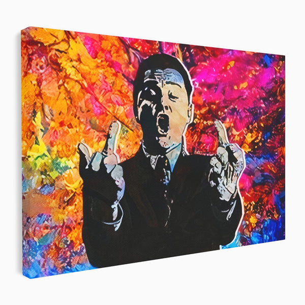 Tablou Canvas Premium LuxCanva® B1085, Middle Fingers the Wolf of Wall Street ,  Living, Leonardo DiCaprio, Film, Birou, Actor, Cinefil, Decor, Pop Art, Culori Vibrante