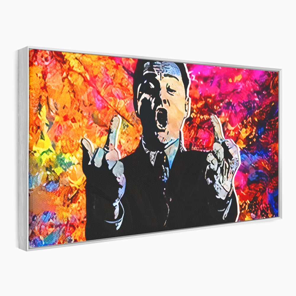 Tablou Canvas Premium LuxCanva® B1085, Middle Fingers the Wolf of Wall Street ,  Living, Leonardo DiCaprio, Film, Birou, Actor, Cinefil, Decor, Pop Art, Culori Vibrante