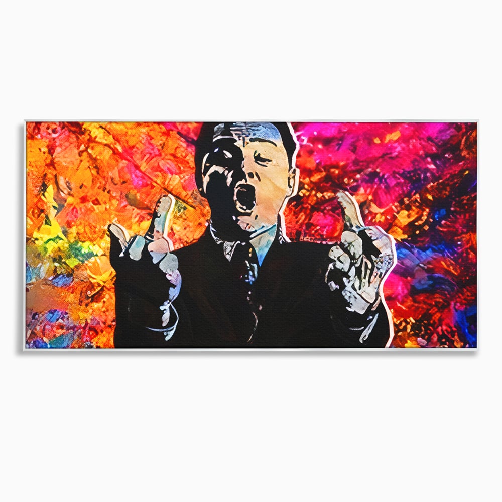 Tablou Canvas Premium LuxCanva® B1085, Middle Fingers the Wolf of Wall Street ,  Living, Leonardo DiCaprio, Film, Birou, Actor, Cinefil, Decor, Pop Art, Culori Vibrante