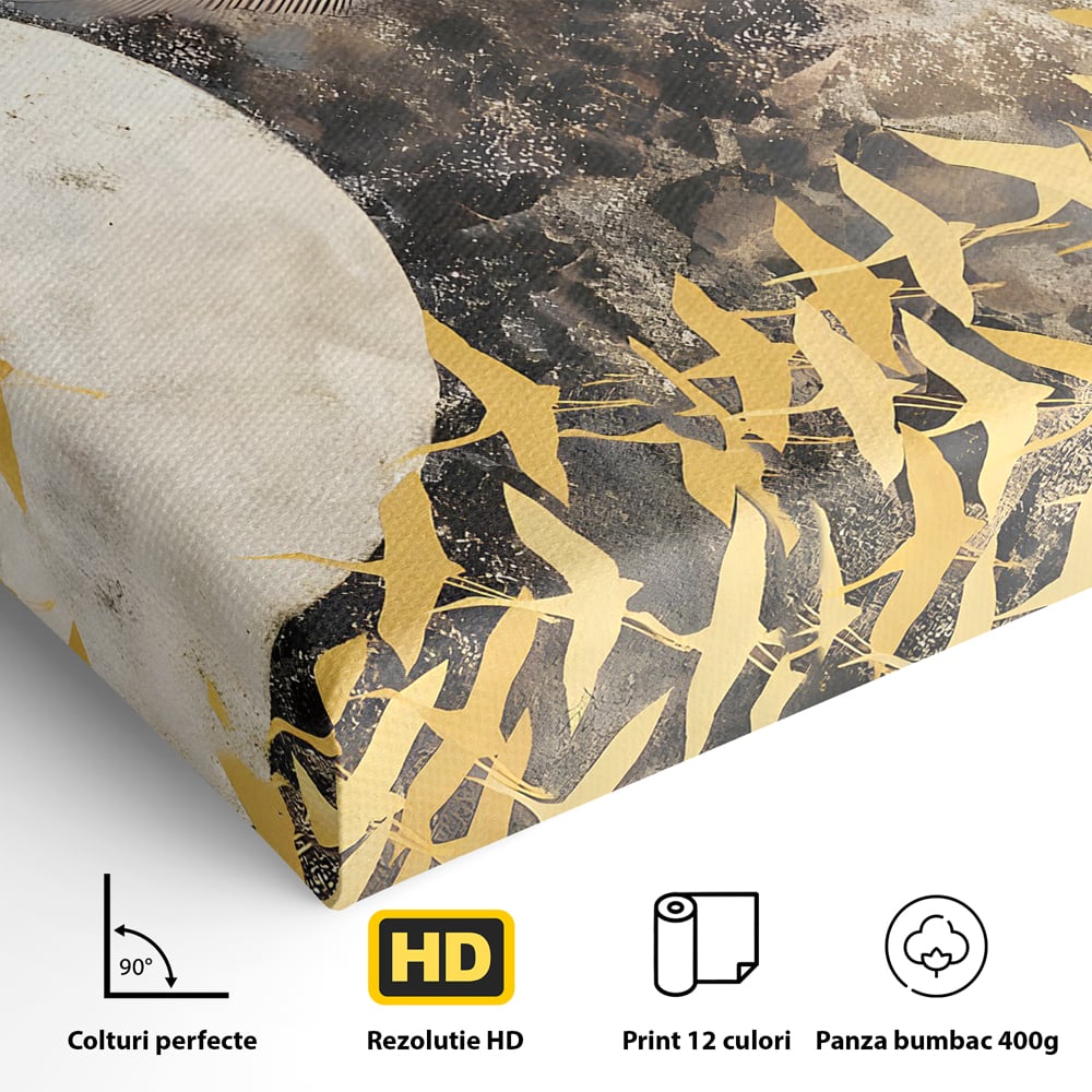 Tablou Canvas Premium LuxCanva® B1087, Marea migratie , Living, Pasari, Auriu, Corp Ceresc, Calatorie, Dormitor, Auriu