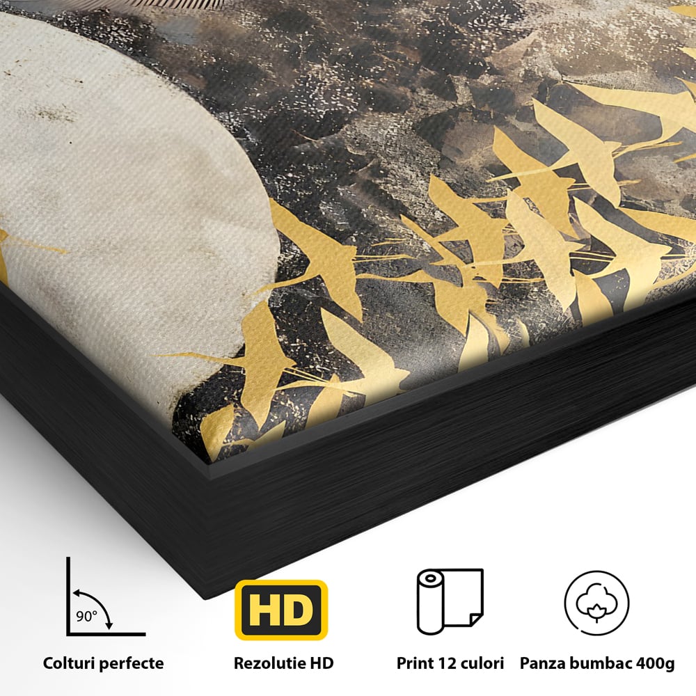 Tablou Canvas Premium LuxCanva® B1087, Marea migratie , Living, Pasari, Auriu, Corp Ceresc, Calatorie, Dormitor, Auriu