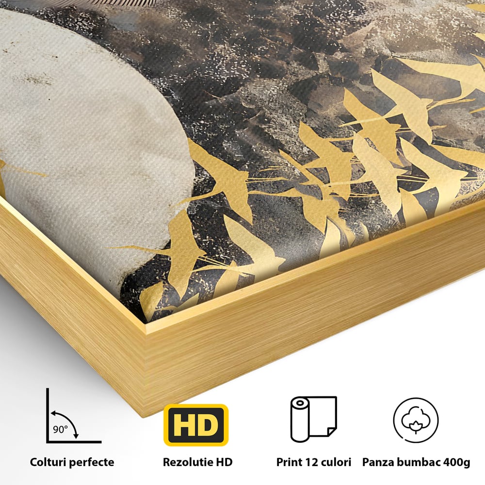Tablou Canvas Premium LuxCanva® B1087, Marea migratie , Living, Pasari, Auriu, Corp Ceresc, Calatorie, Dormitor, Auriu