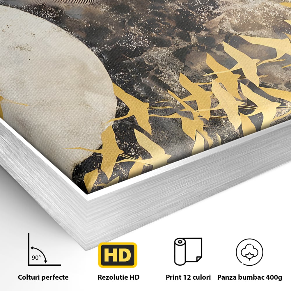 Tablou Canvas Premium LuxCanva® B1087, Marea migratie , Living, Pasari, Auriu, Corp Ceresc, Calatorie, Dormitor, Auriu