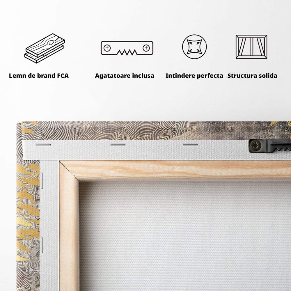 Tablou Canvas Premium LuxCanva® B1087, Marea migratie , Living, Pasari, Auriu, Corp Ceresc, Calatorie, Dormitor, Auriu