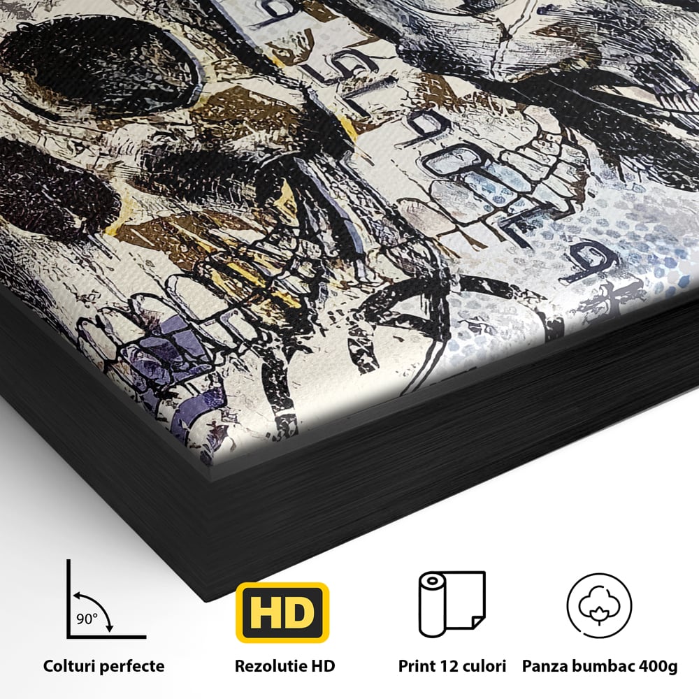Tablou Canvas Premium, LuxCanva® B1088, Cranii Adidas, Birou, Rolex, Card Bancar, MasterCard, Adidas, Gucci, Culori Vibrante
