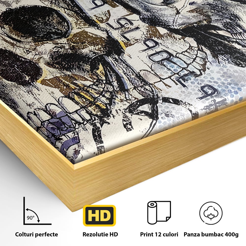 Tablou Canvas Premium, LuxCanva® B1088, Cranii Adidas, Birou, Rolex, Card Bancar, MasterCard, Adidas, Gucci, Culori Vibrante