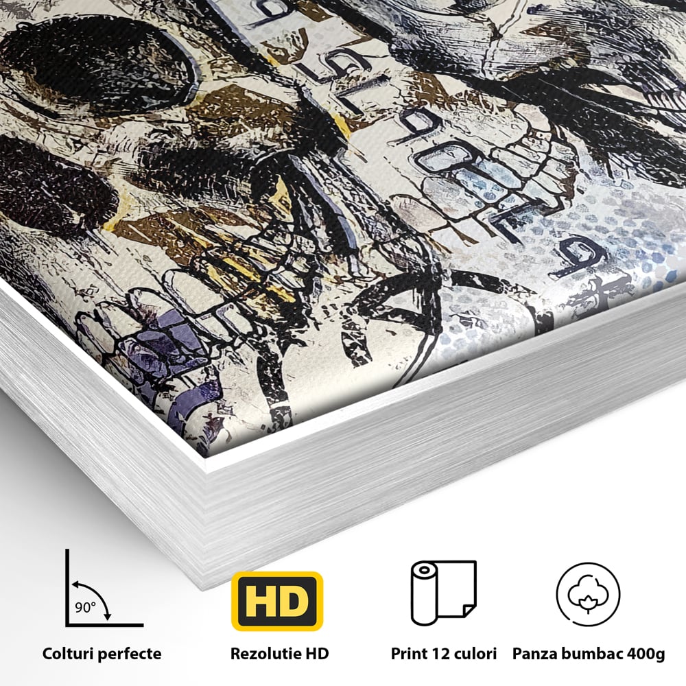Tablou Canvas Premium, LuxCanva® B1088, Cranii Adidas, Birou, Rolex, Card Bancar, MasterCard, Adidas, Gucci, Culori Vibrante