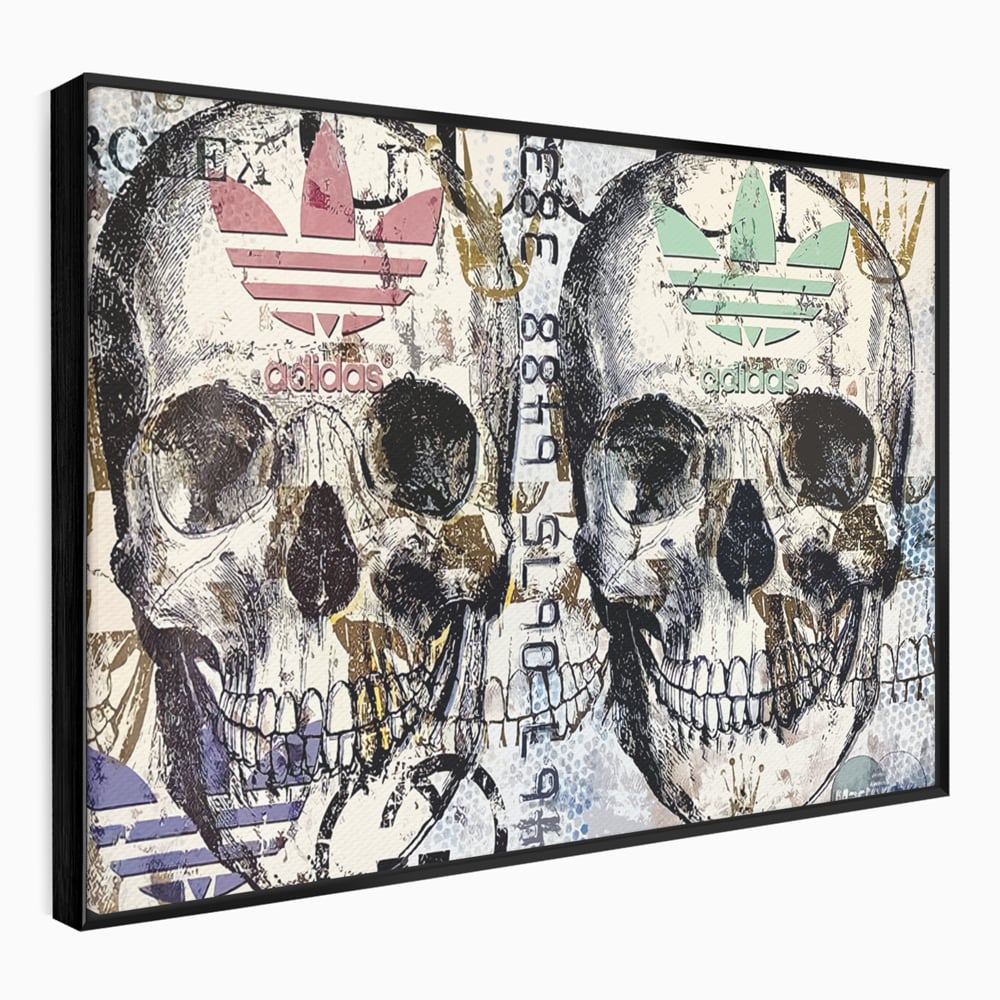 Tablou Canvas Premium, LuxCanva® B1088, Cranii Adidas, Birou, Rolex, Card Bancar, MasterCard, Adidas, Gucci, Culori Vibrante
