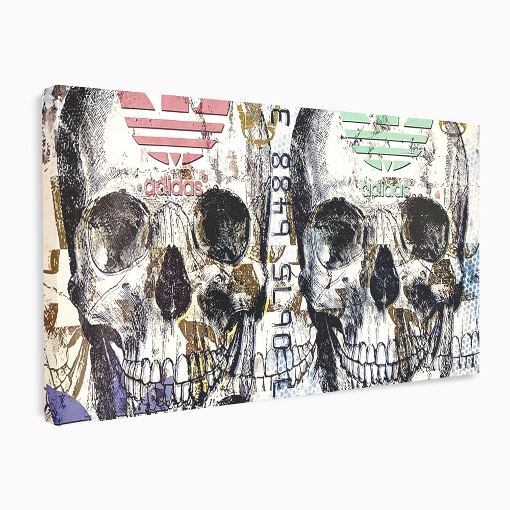 Tablou Canvas Premium, LuxCanva® B1088, Cranii Adidas, Birou, Rolex, Card Bancar, MasterCard, Adidas, Gucci, Culori Vibrante