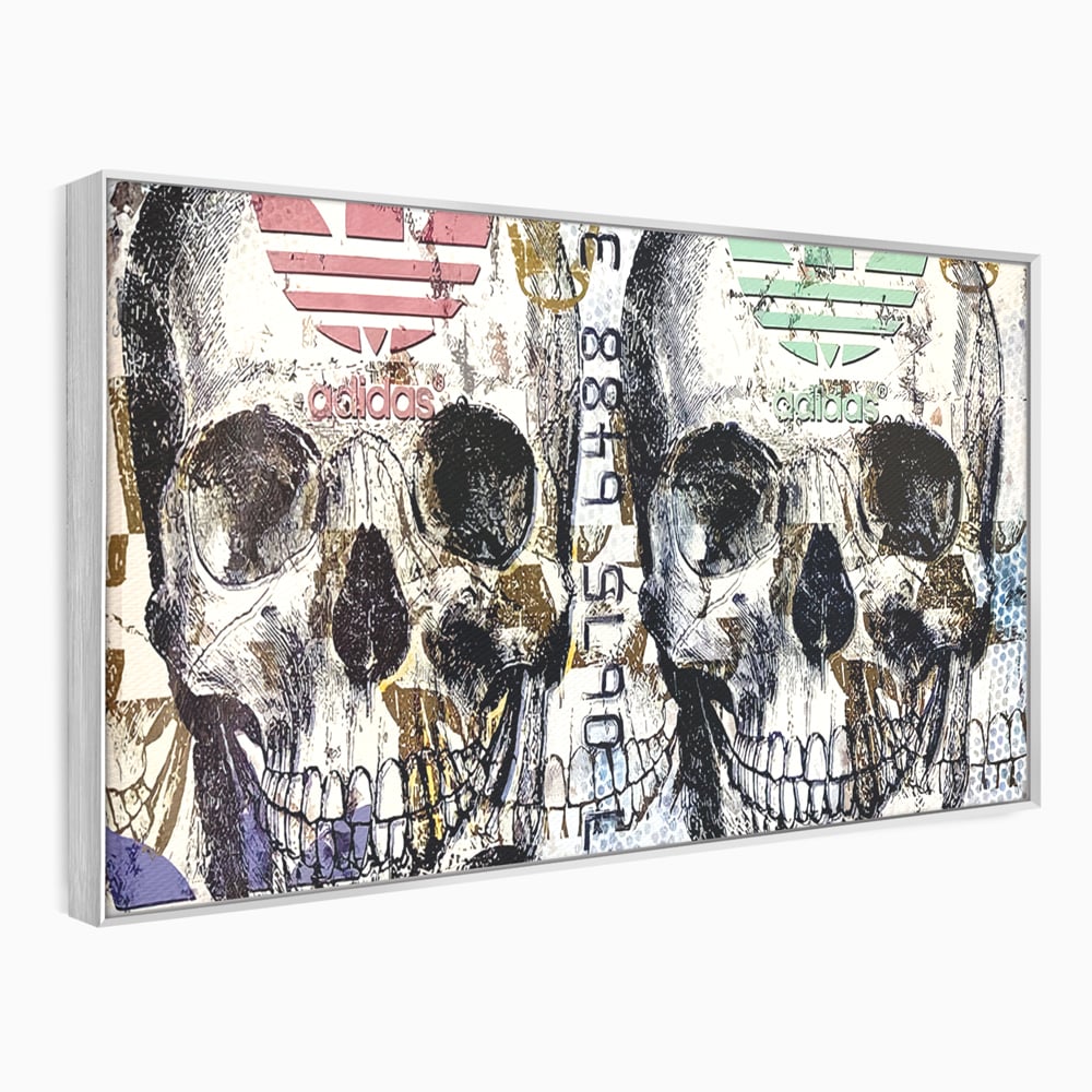 Tablou Canvas Premium, LuxCanva® B1088, Cranii Adidas, Birou, Rolex, Card Bancar, MasterCard, Adidas, Gucci, Culori Vibrante
