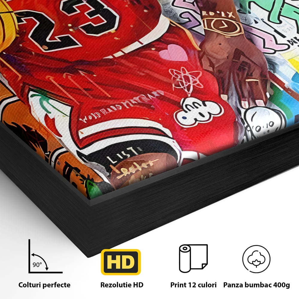 Tablou Canvas Premium LuxCanva® B1090, Marele Michael Jordan , Birou, Jucator Profesionist, Baschet, NBA, Camera copii, Chicago Bulls, Culori Vibrante