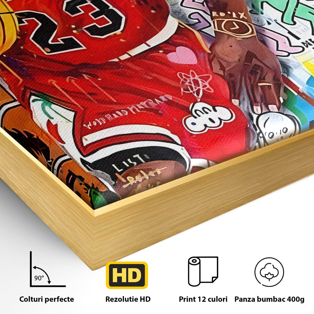 Tablou Canvas Premium LuxCanva® B1090, Marele Michael Jordan , Birou, Jucator Profesionist, Baschet, NBA, Camera copii, Chicago Bulls, Culori Vibrante